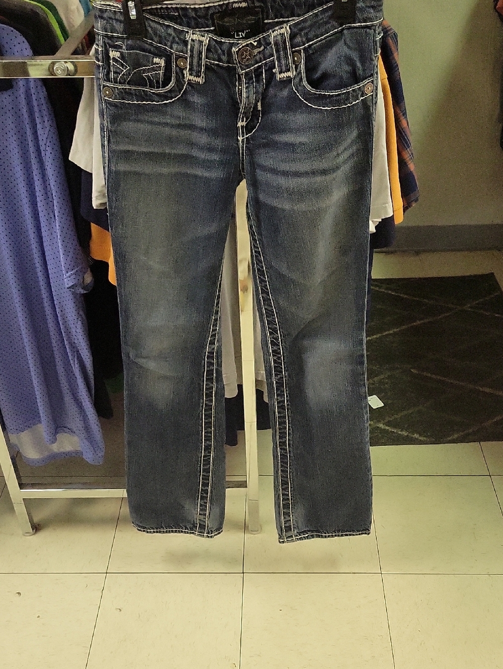 Big Star LIV Dark Blue Denim Jeans with White Stitching